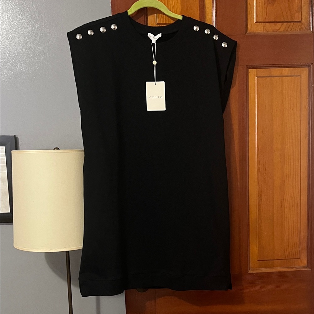 Entro Black Mini Dress with Silver Details